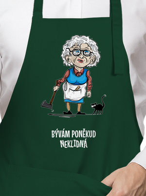 Neklidná - vlastní text zástěra Bottle Green