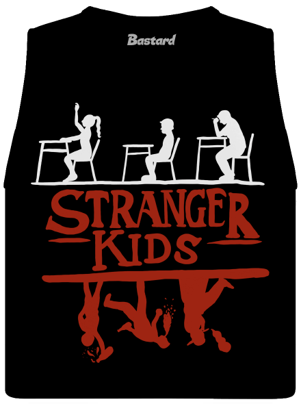 Školní potisk Stranger kids dámské tílko volné Black