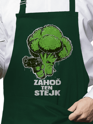 Zahoď ten stejk zástěra Bottle Green
