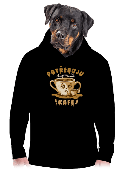 Potřebuju kafe pánská mikina klokanka Black