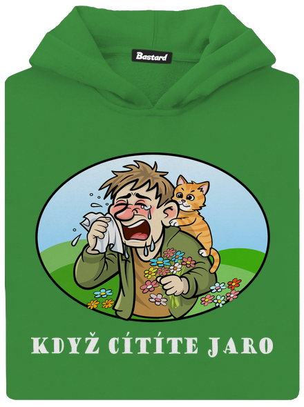 Cítíte jaro dětská mikina klokanka Kelly Green AWD