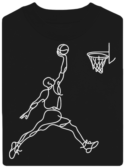 One line slam dunk unisex mikina bez kapuce Black