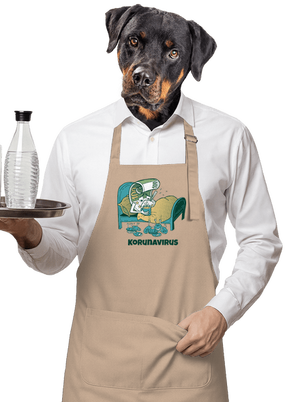 Korunavirus v posteli zástěra Rope