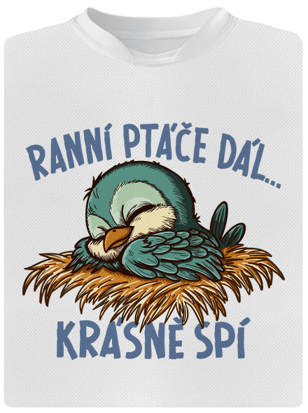 Ranní ptáče spí dětské sportovní tričko White