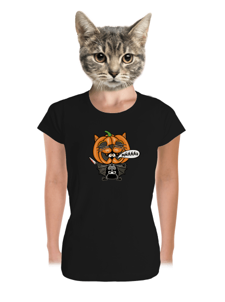 Halloweenská kočička dámské tričko premium Black