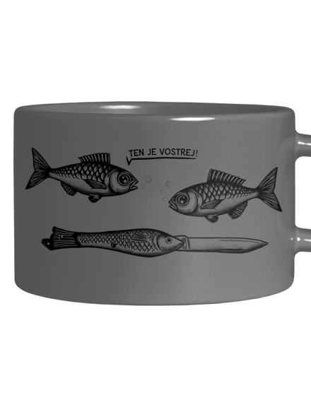 Vostrá rybička hrnek makronka Grey Macaron