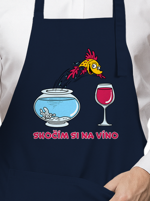 Skočím si na víno zástěra Navy