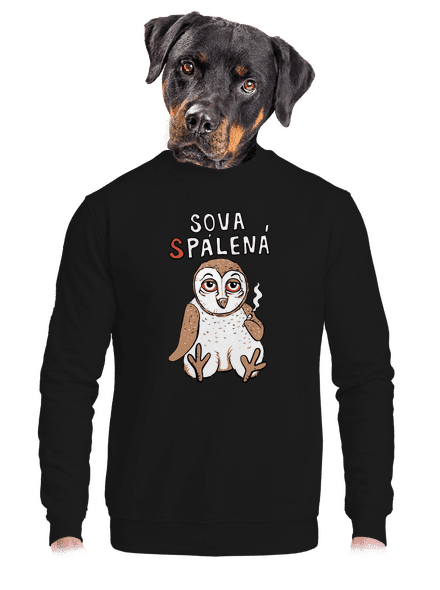 Sova Pálená unisex mikina bez kapuce Black