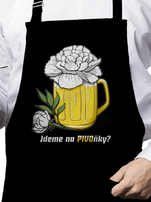 Pivoňky zástěra Black