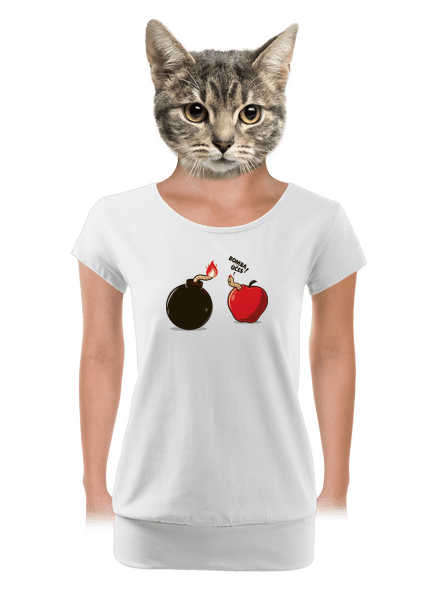 Bombovej účes dámské tričko s lemem White