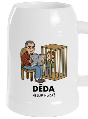 Děda hlídá půllitr White