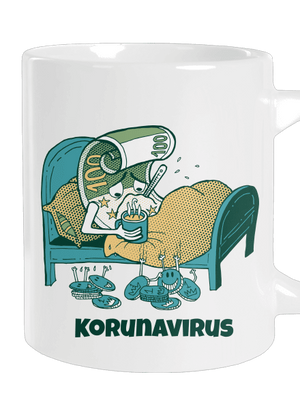 Korunavirus v posteli velký hrnek White