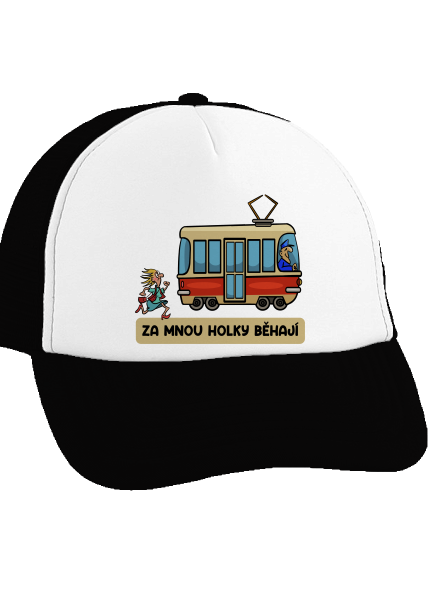 Za mnou holky běhají kšiltovka truckerka Black cap