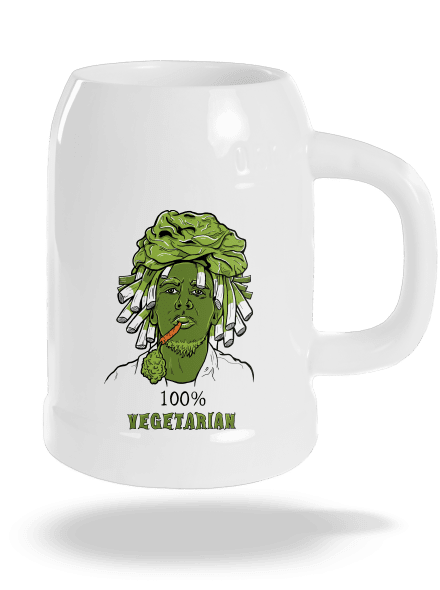 100% vegetarián půllitr White