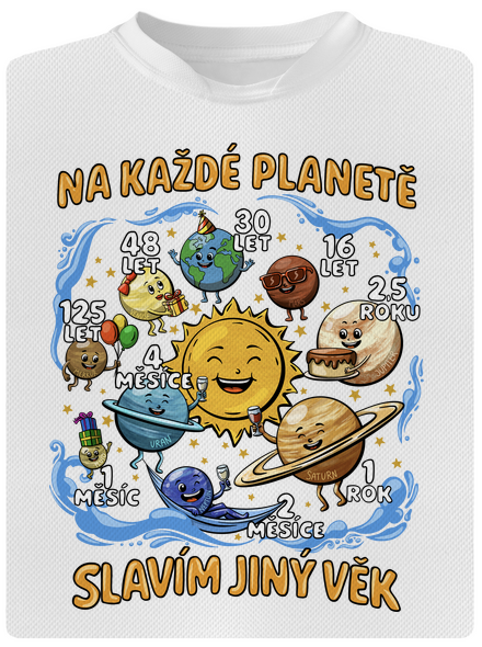 Věk na planetách dětské sportovní tričko White