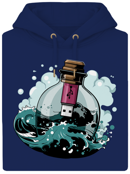 USB vzkaz v láhvi unisex mikina premium Navy