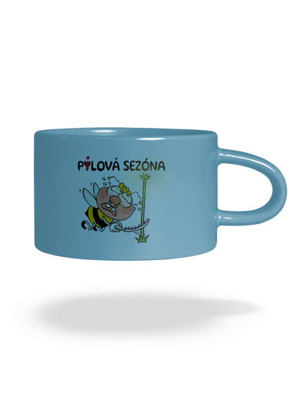 Pylová sezóna hrnek makronka Blue Macaron
