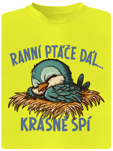 Ranní ptáče spí dětské sportovní tričko Neon Yellow