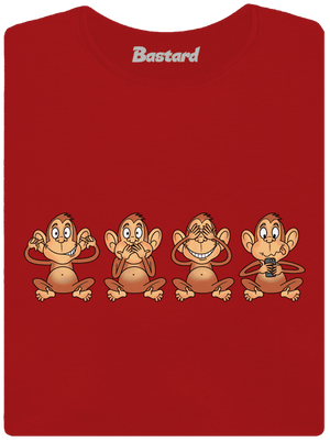 Opička s mobilem dámské tričko s lemem Red Mal