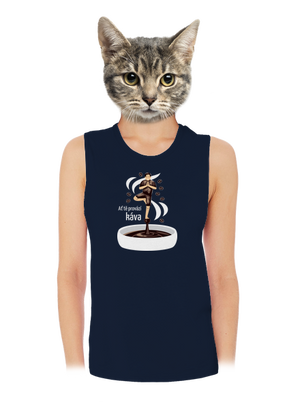 Káva provází dámské tílko volné Navy