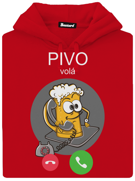 Pivo volá pánská mikina klokanka Red