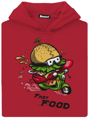 Fast Food dětská mikina klokanka Fire Red