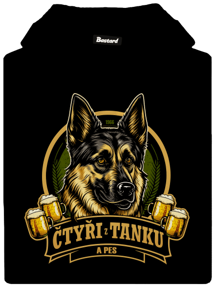 Čtyři z tanku a pes pánská mikina klokanka Black