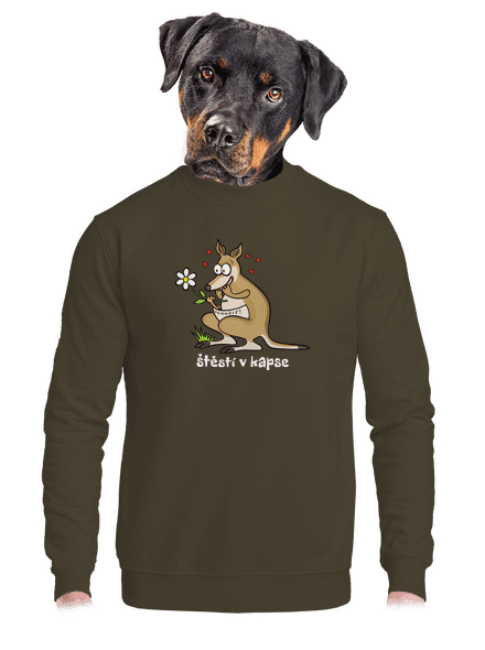 Štěstí v kapse unisex mikina bez kapuce Urban Khaki