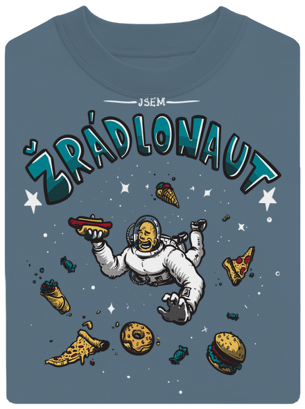 Žrádlonaut unisex mikina bez kapuce Nordic Blue