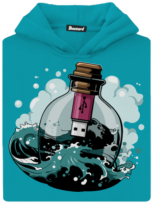 USB vzkaz v láhvi dětská mikina klokanka Hawaiian Blue