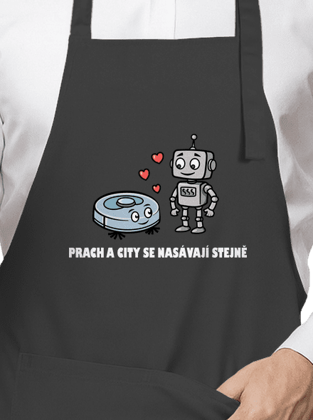 Láska mezi roboty zástěra Dark Grey