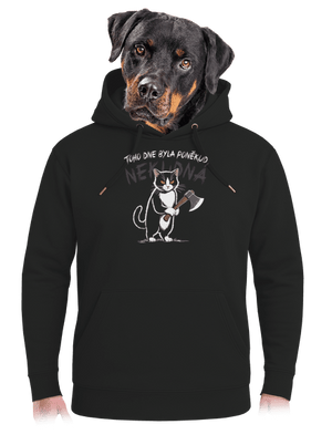 Neklidná kočka unisex mikina premium Dark Black