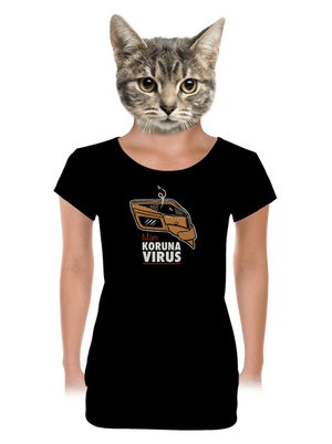 Korunavirus v peněžence dámské tričko s lemem Black