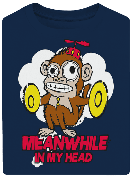 Monkey in my head unisex tričko oversized Midnight Blue