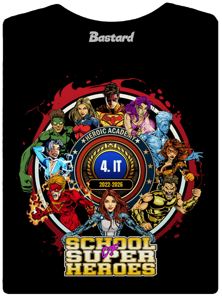 Školní potisk Super school dámské tričko s lemem Black