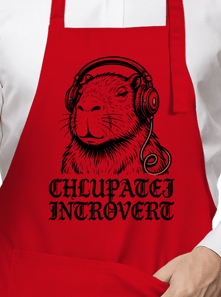 Chlupatej introvert zástěra Red