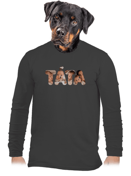 Nápis táta z vlastních fotek pánské dlouhý rukáv Dark Grey