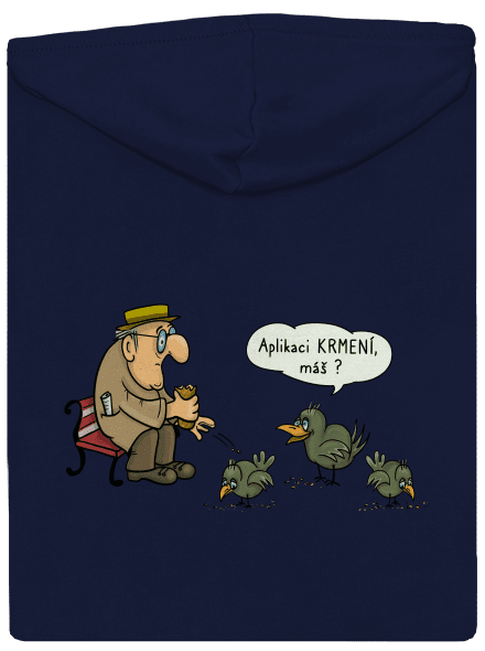 Aplikace Krmení pánská mikina na zip Navy