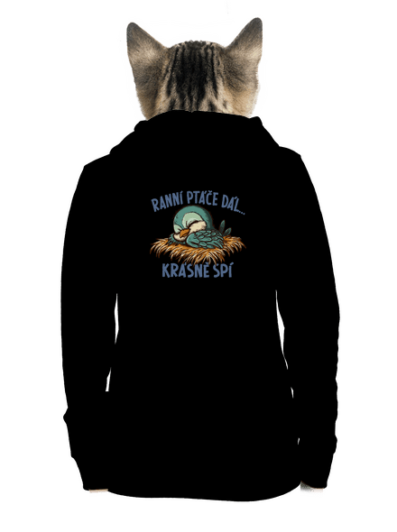 Ranní ptáče spí dámská mikina na zip Black