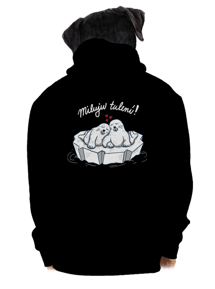 Miluju tulení pánská mikina na zip Black