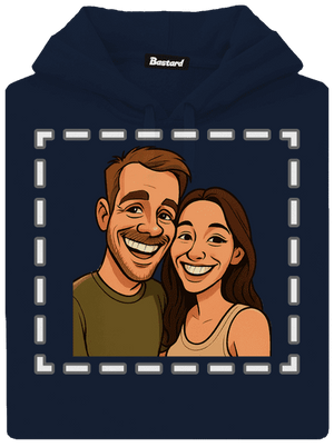 Karikatura z vlastní fotky pánská mikina klokanka Navy