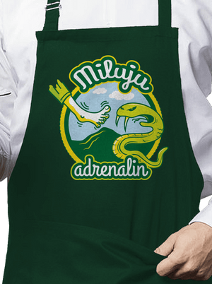 Miluju adrenalin zástěra Bottle Green