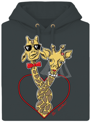 Žirafy ve svazku unisex mikina premium Charcoal