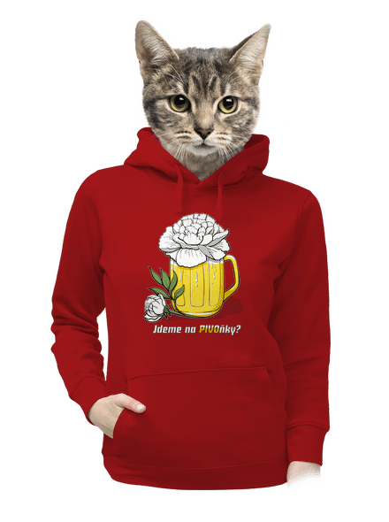 Pivoňky dámská mikina klokanka Red Mal