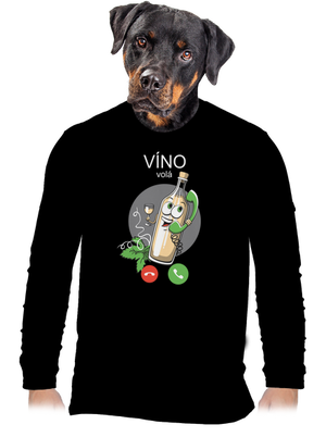 Bílé víno volá pánské dlouhý rukáv Black