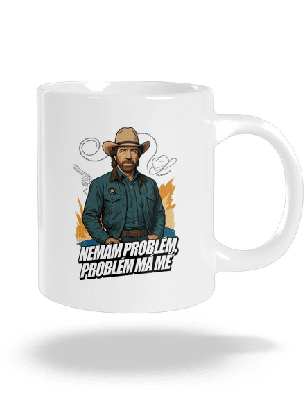 B19: Chuck Norris z Walker, Texas Ranger velký hrnek White
