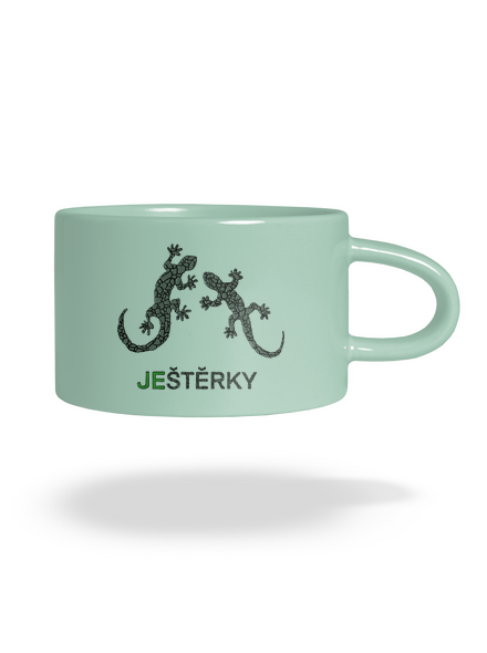 Ještěrky hrnek makronka Mint Macaron