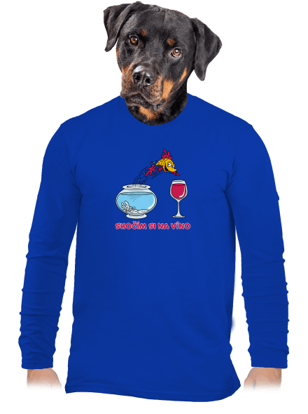 Skočím si na víno pánské dlouhý rukáv Royal Blue
