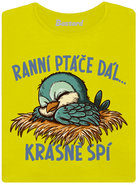 Ranní ptáče spí dámské tričko premium Lemon