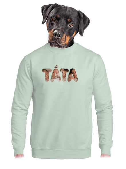 Nápis táta z vlastních fotek unisex mikina bez kapuce Blush Mint